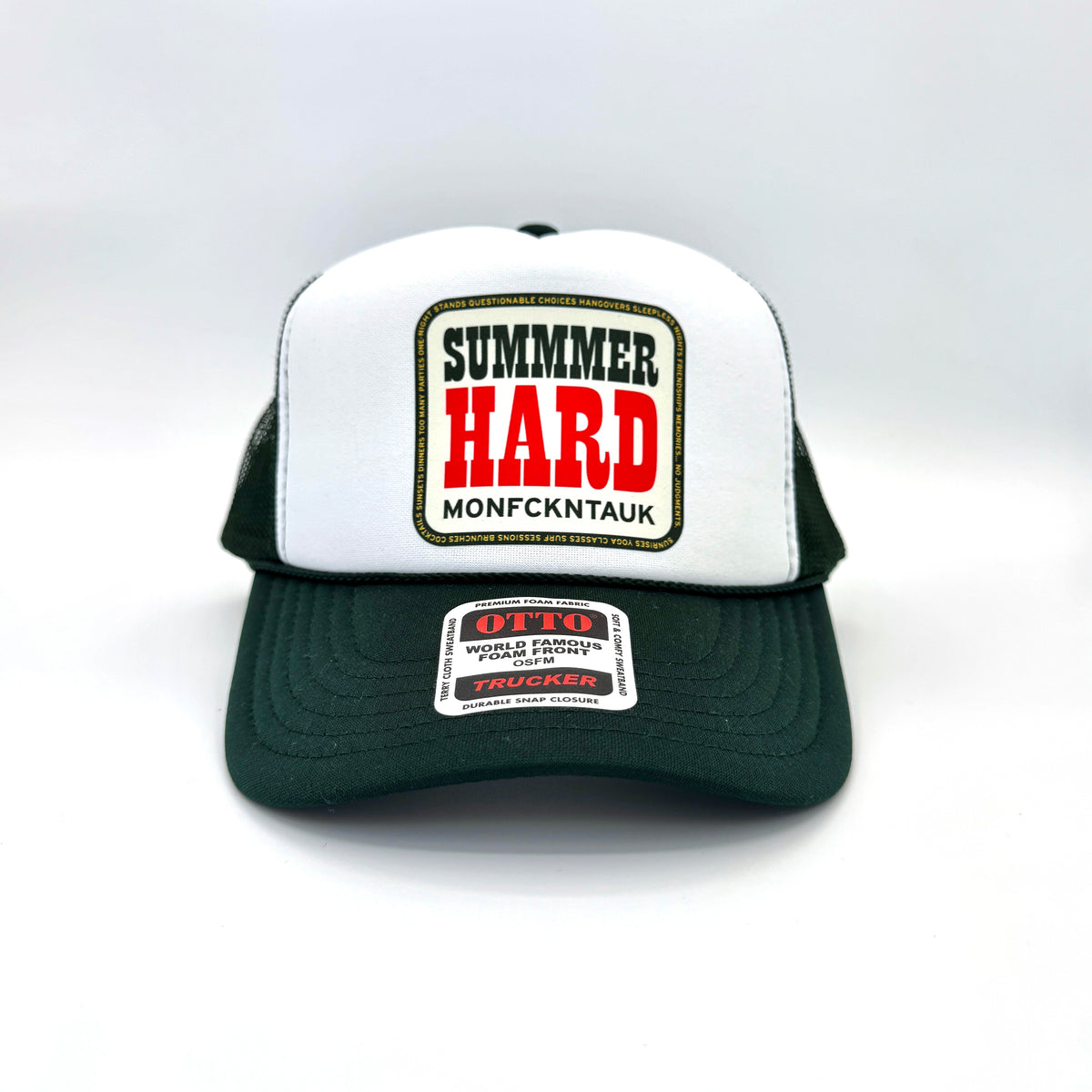 "SUMMMER HARD" foam trucker, green/white