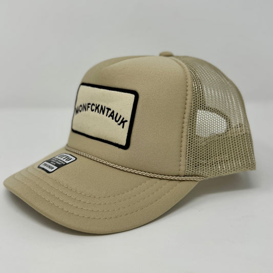 MONFCKNTAUK PATCH TRUCKER HAT - KHAKI