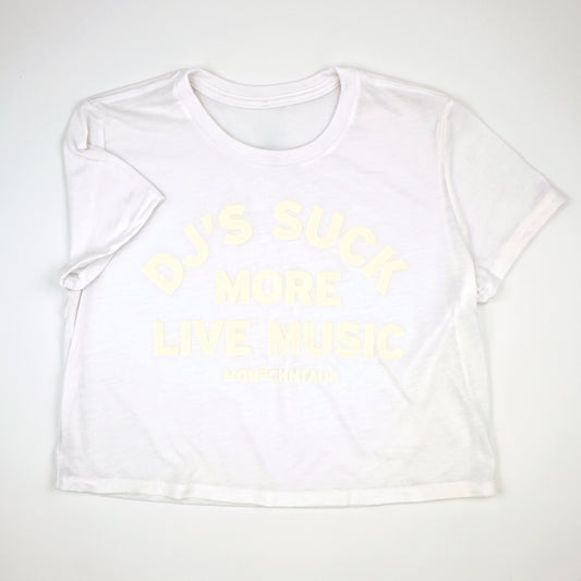 DJS SUCK Women's crop tee, white