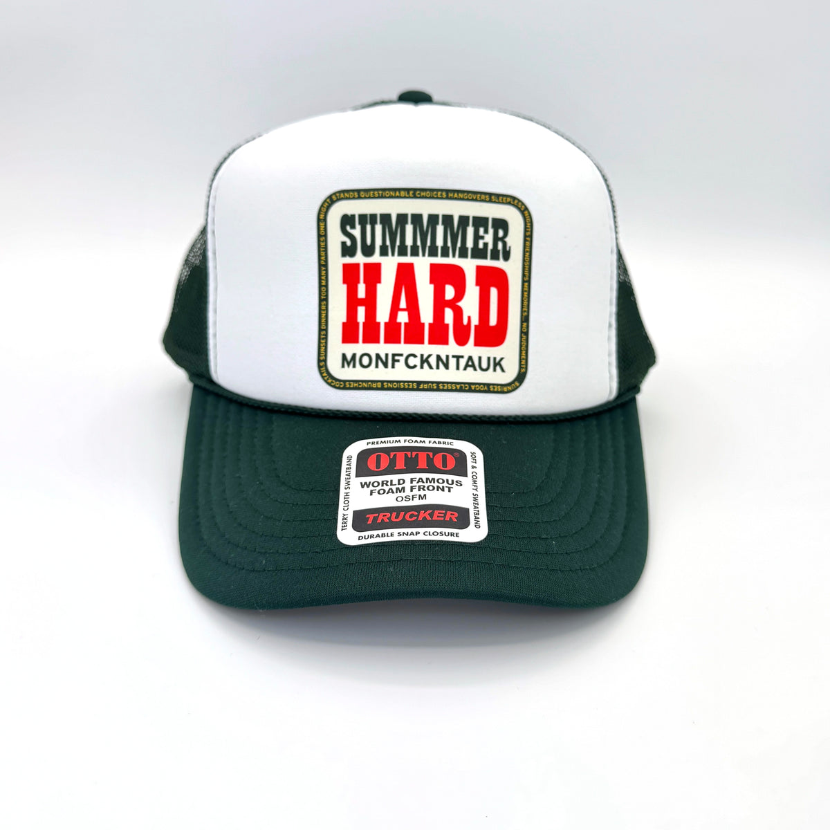 "SUMMMER HARD" foam trucker, green/white