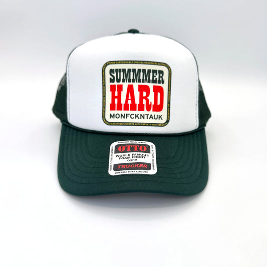 "SUMMMER HARD" foam trucker, green/white