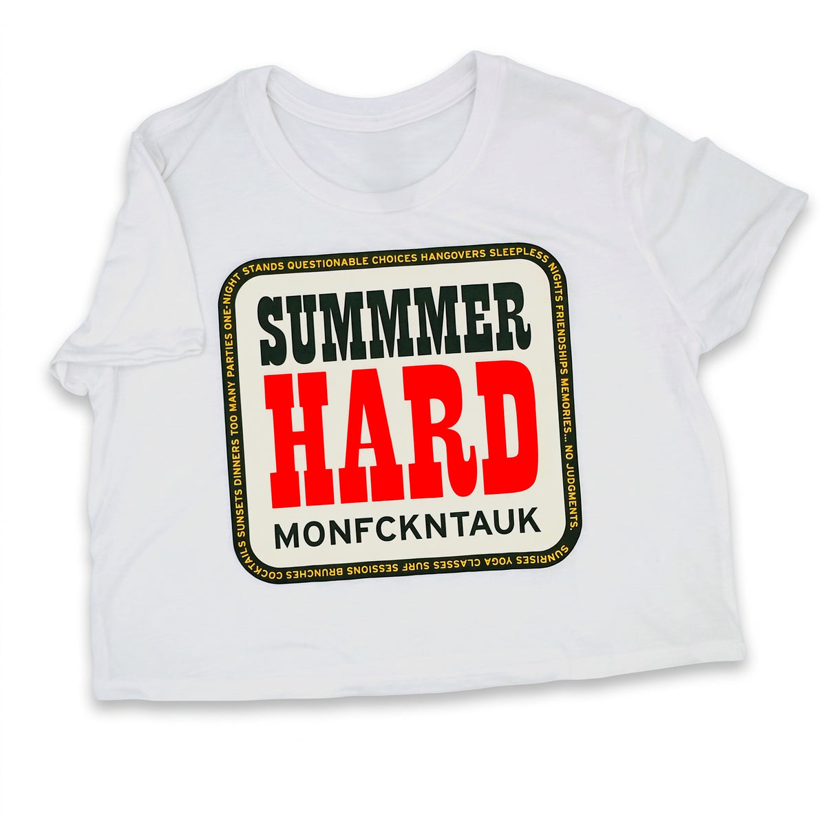 SUMMMER HARD Women's crop tee, white